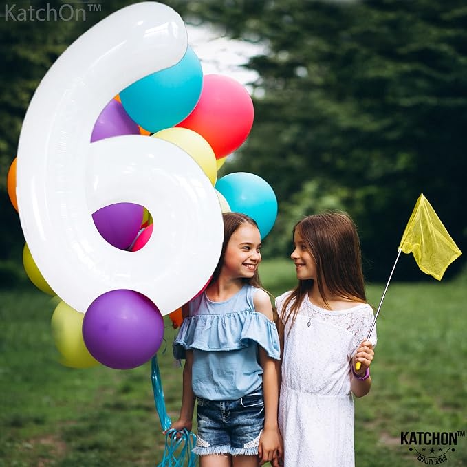 KatchOn White Number 6 Balloon 40 Inch | 6th Birthday balloon - Image 3