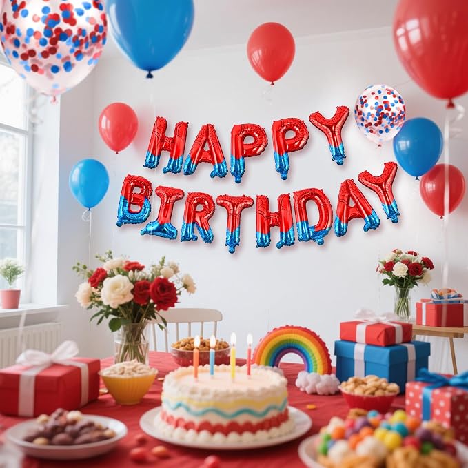CANREVEL Happy Birthday Banner Decoration + 30pcs Star Balloons, Spider | 13pcs - Image 5