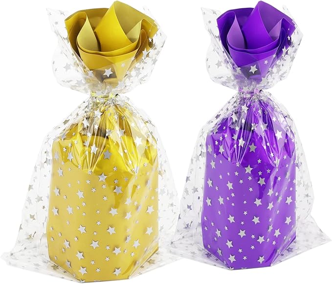 100 Pcs Star Printed 6"X 10" Gift Wrap Cello Cellophane Treat Bags Party Favor - Image 5