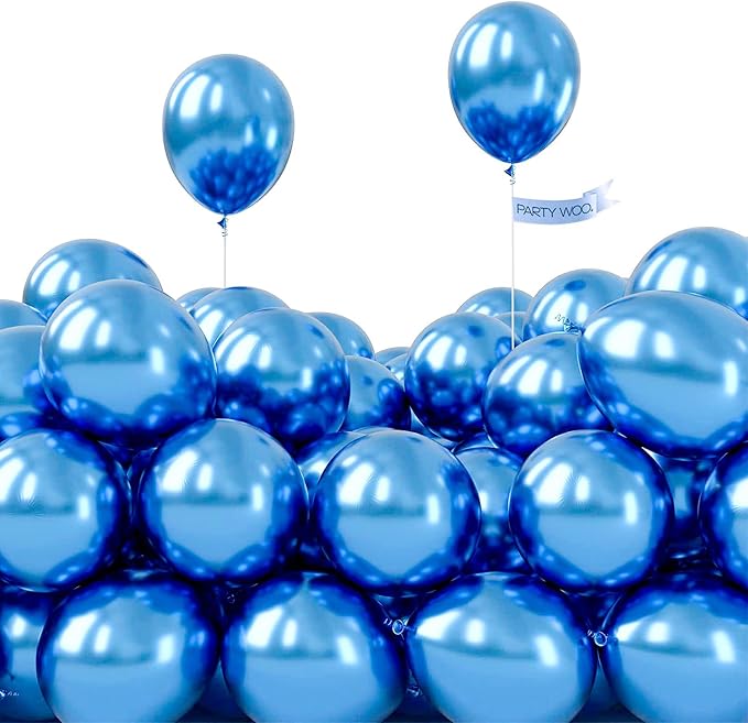 PartyWoo Blue Balloons 100pcs Metallic Blue Chrome Color 5 Inch | Balloons by PartyWoo