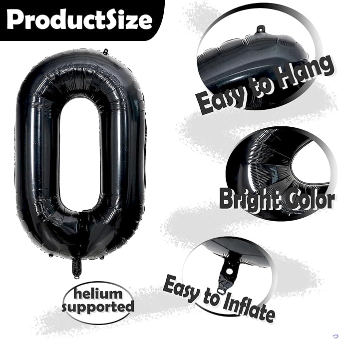 40 inch Large Black 24 Balloon Number - Image 3