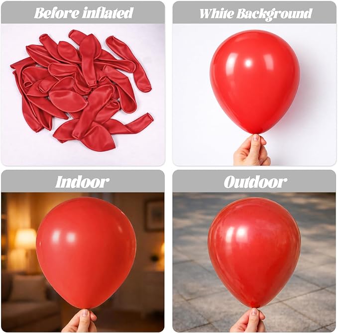 Voircoloria 90pcs Red Balloons Garland Arch Kit, 18 12 10 5 Inch | - Image 3