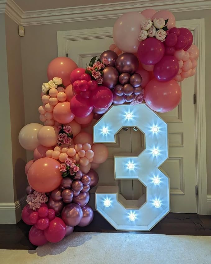 Pink Balloon Arch Kit, Different Size Balloons - Image 4