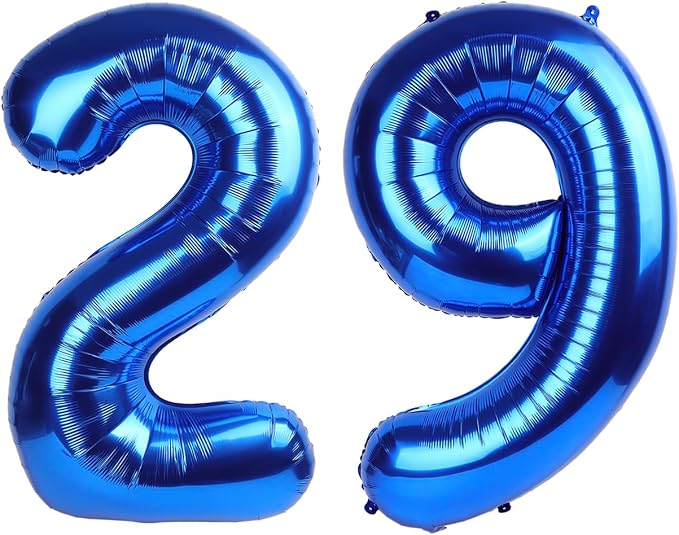 29 Balloon - Metallic Blue Birthday Number Balloons, 40 Inch Decorations | by ALPHADELTAPI
