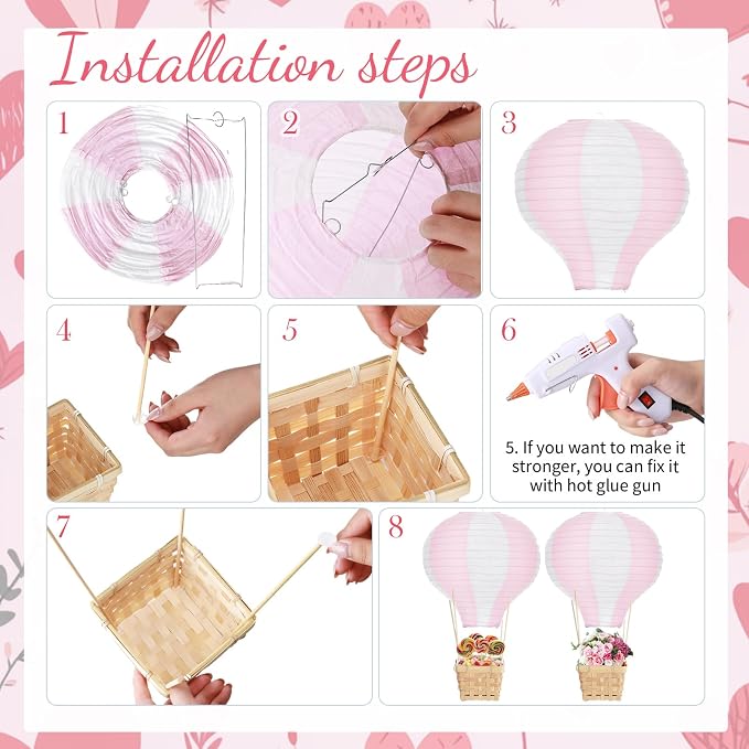 Meooeck 14 Sets Hot Air Balloon Tables Centerpieces, 11.8'' Paper Lantern Party - Image 3