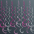 36 Pcs Hot Pink Hanging Swirl Decorations Ombre Pink White Felt Swirl Streamer by pinkblume
