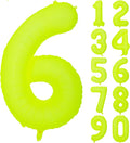 40 IN Fluorescent Yellow Number 6 Balloon Neon Yellow 6 Foil Balloon | by YOIOZAIZAI