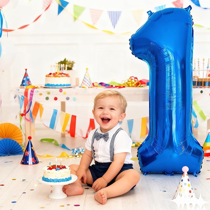40 Inch Navy Blue 1 Balloon for 1st Birthday Party, Helium Giant Foil Number 1 - Image 2