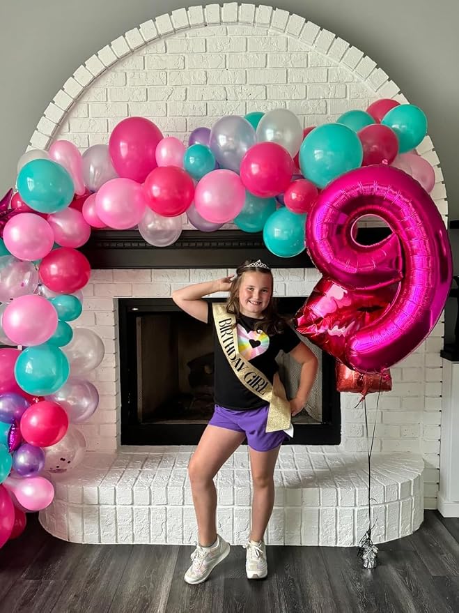 3 Balloon Numbers Birthday Decorations, 40In Hot Pink Balloons - Image 4