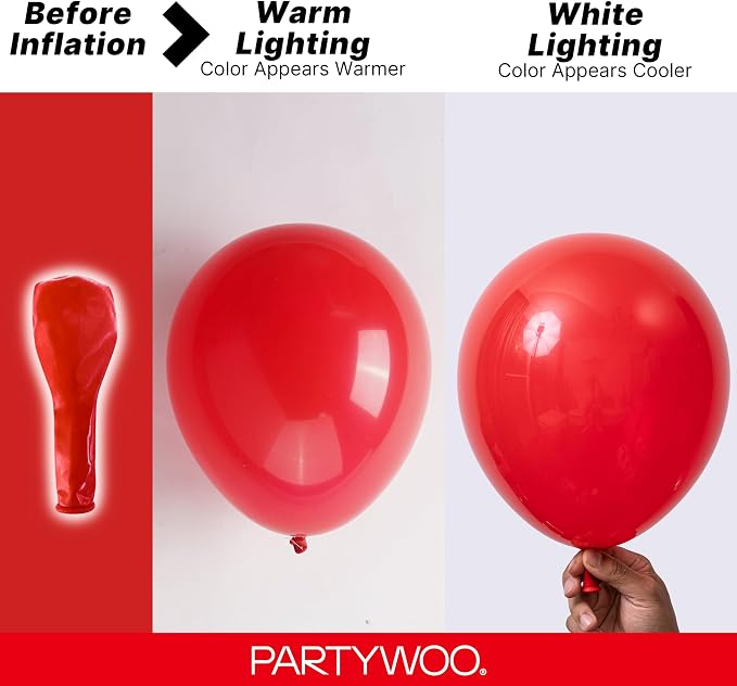 PartyWoo Red Balloons 100pcs Different Sizes of 36 18 12 10 5 Inch | Balloons - Image 3
