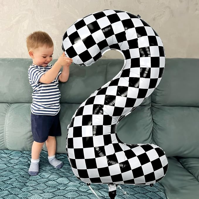 40 Inch Black and White Checkered 0 Balloon, Foil Number 0 Balloons Decor - Image 4
