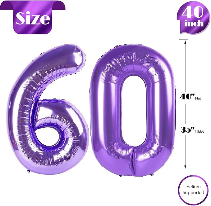 Purple Number 60 Balloon 40 Inch - Image 5
