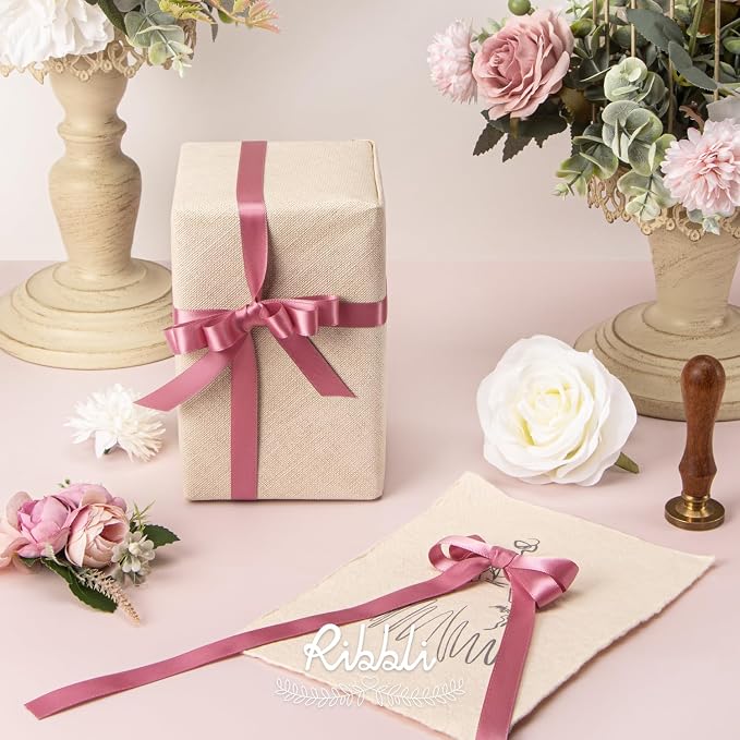 Ribbli Rosy Mauve Satin Ribbon Double Faced Satin 1/2 inch x Continuous 50 - Image 3