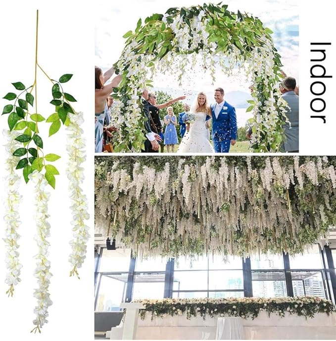 108Pcs Artificial Wisteria Flowers 3.6 Feet/Piece White Dense Artificial Fake - Image 5