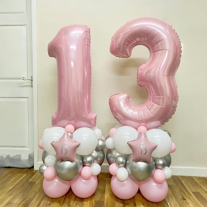 Light Pink Foil Balloon Number 7, Large Pastel Pink Number 7 Helium Balloon - Image 5