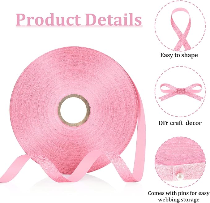 Syhood 50 Yards Glitter Ribbon Wrapping 3/8" Wide Sparkle Waterproof Sparkly - Image 4