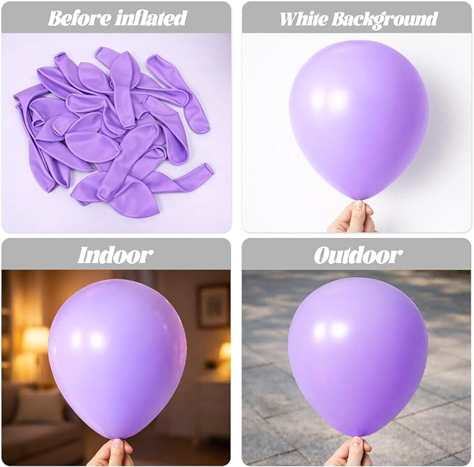 Voircoloria 130pcs Pastel Purple Balloons Arch Kit, 18 12 10 5 Inch | - Image 3