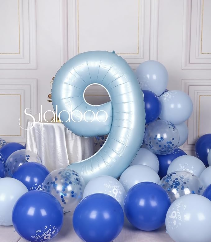 40 Inch Light Blue Number 9 Balloon 0-9 Big Helium Balloons | Large Giant - Image 5