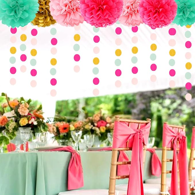 Mint Blush Hot-Pink Gold Party-Decorations - Image 4