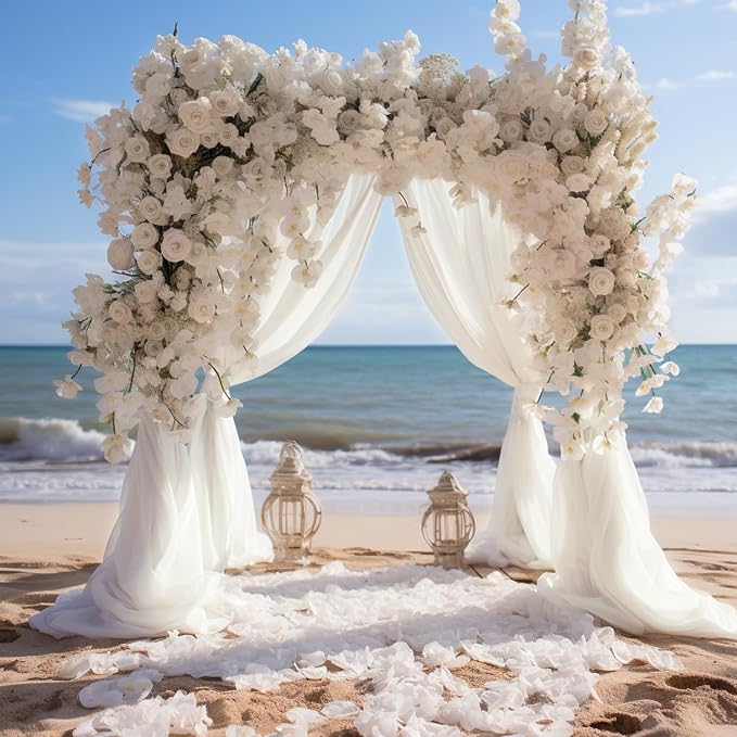Ivory Wedding Arch Draping Fabric Backdrop Drapes Sheer 3 Panels | 28.7"x20FT - Image 6