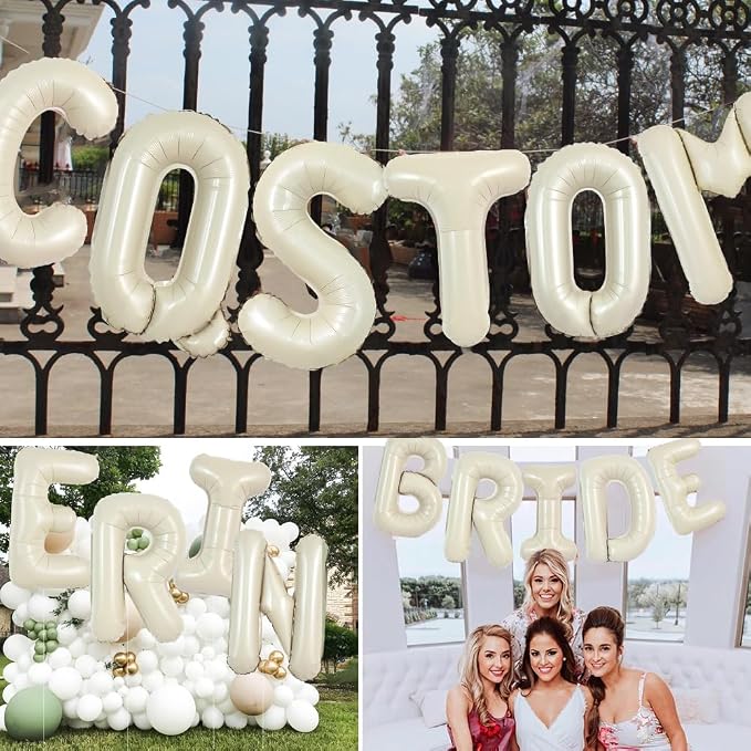 TONIFUL 40 Inch Large Cream White Letter J Balloons Giant Alphabet Letter - Image 6