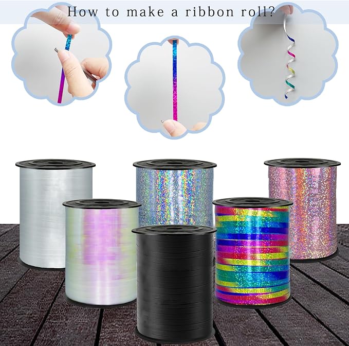 500 Yards Rainbow Laser Curling Ribbon, 1/5" Holographic Curly Ribbons - Image 5