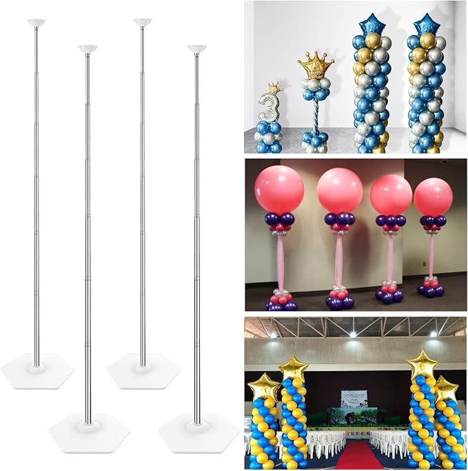 YALLOVE Balloon Column Stand Kit, 4 Sets of 7 Feet Height Adjustable Balloon by YALLOVEPARTYSUPPLIES