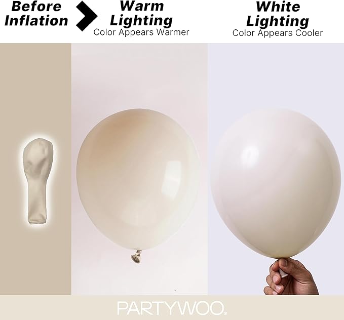PartyWoo White Balloons 140pcs Sand Beige Cream Ivory Color 18 12 10 5 Inch | - Image 3