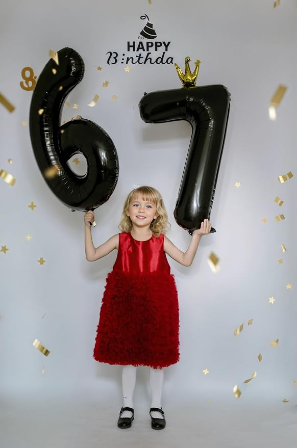 Black Number 9 Balloon with Crown, 40 inch Black Number Balloon 9th Birthday - Image 7