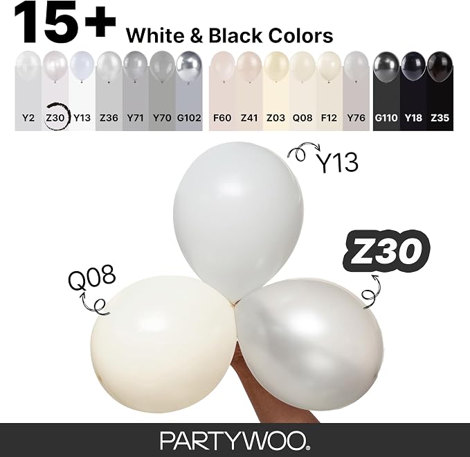 PartyWoo Pearl White Balloons 152pcs Metallic White Color 5 Inch | 18 12 10 5 - Image 4