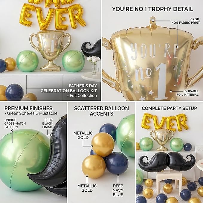 45 PCS Fathers Day Gift for Dad Happy Birthday Foil Balloon Party Decorations - Image 2
