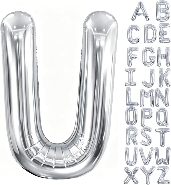 40 Inch Silver Letter Balloon, Large Foil Alphabet Balloons Birthday by Aeniaza