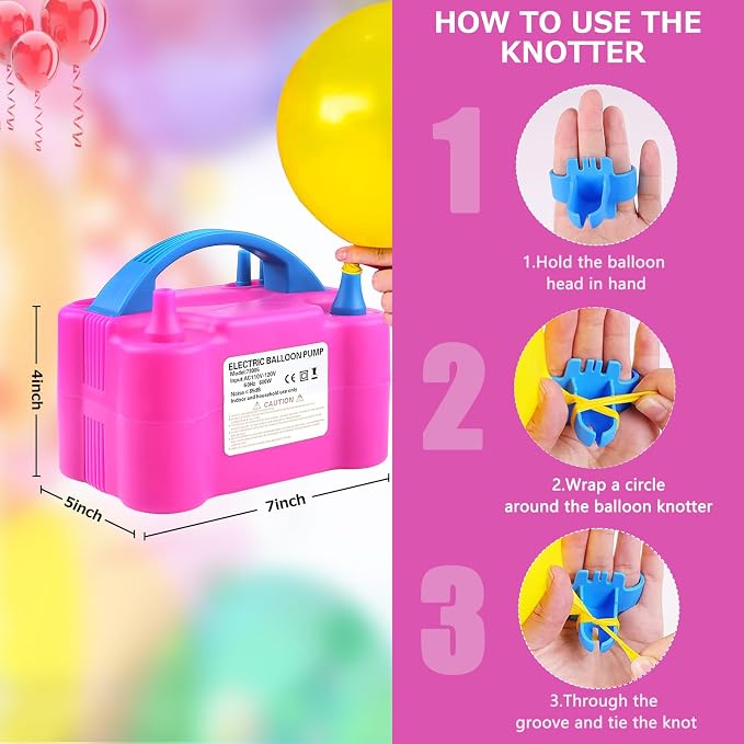 Balloon Pump Electric, 110V 600W Balloon Blower Inflator Dual Nozzle Air Pump - Image 4