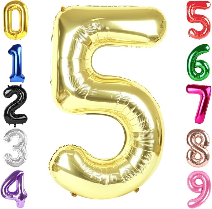 40 Inch Light Gold Number 5 Balloon, Champagne Birthday Party Decorations | 40 by Hadoife
