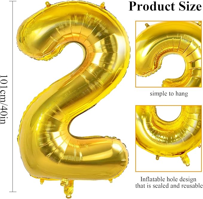 Number 27 Balloons for 27th Birthday Party Decorations, 0-100 Large Gold Foil - Image 2