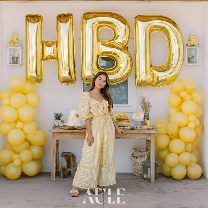 AULE 40 Inch Gold Q Balloon Letter Foil A-Z Birthday Big Alphabet | Birthday - Image 5