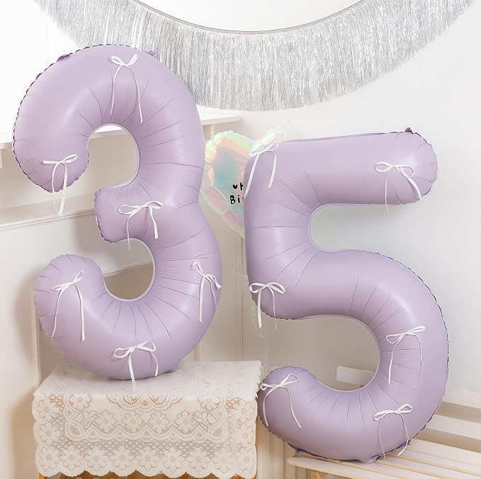 Pastel Purple 3 Number Balloons, 40 Inch Light Purple 3 Balloons Large Helium - Image 5
