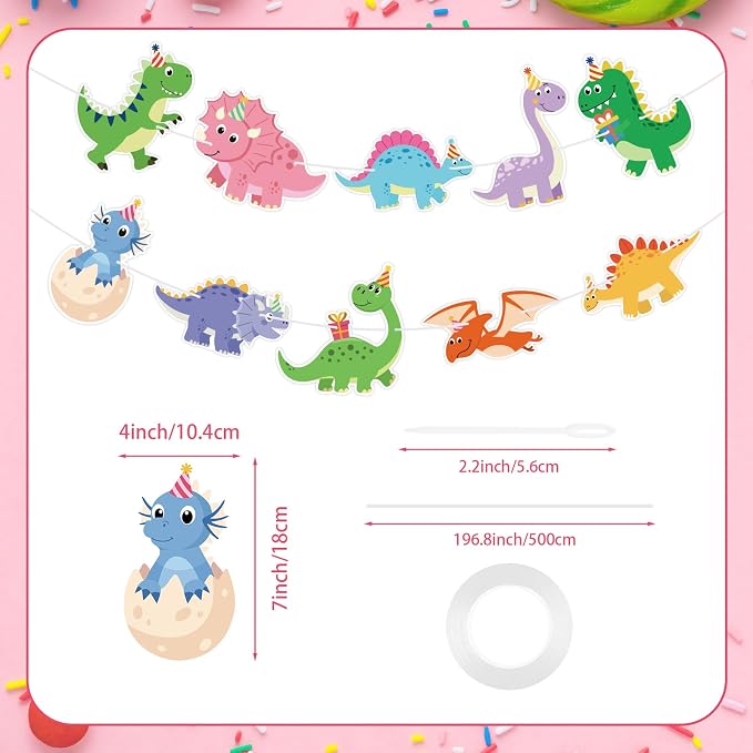 Hooqict Dinosaur Birthday Party Banner Dinosaur Birthday Party Decorations - Image 2