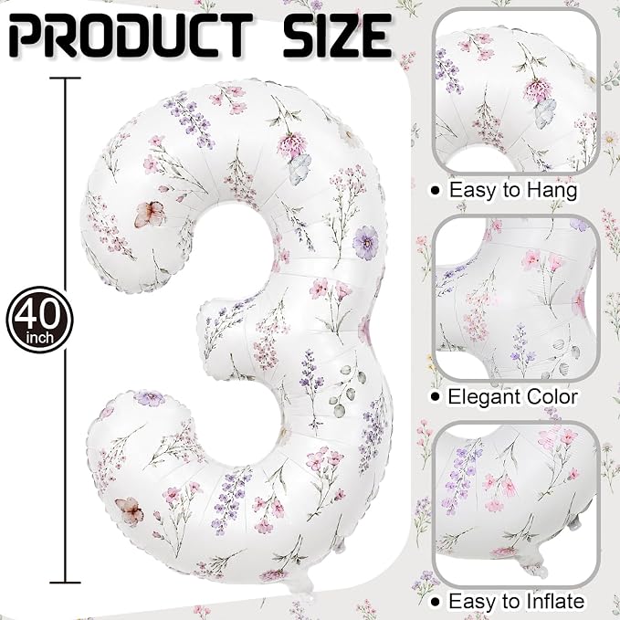 Flower Number 30 Balloons for Wildflower 30th Birthday Party Decorations | 40'' - Image 2