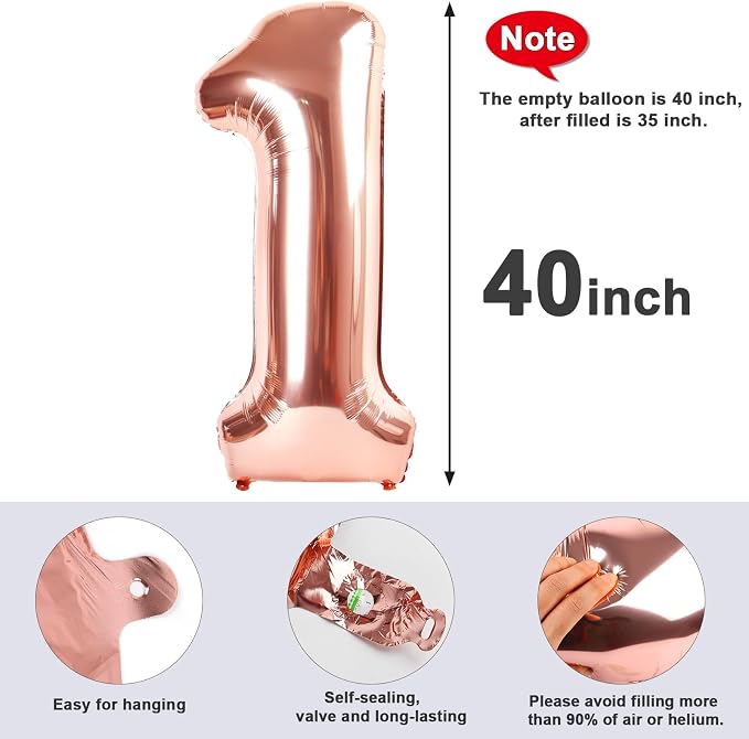 Balloons Number 40 Inch Rose Gold 27 Balloon - Image 5