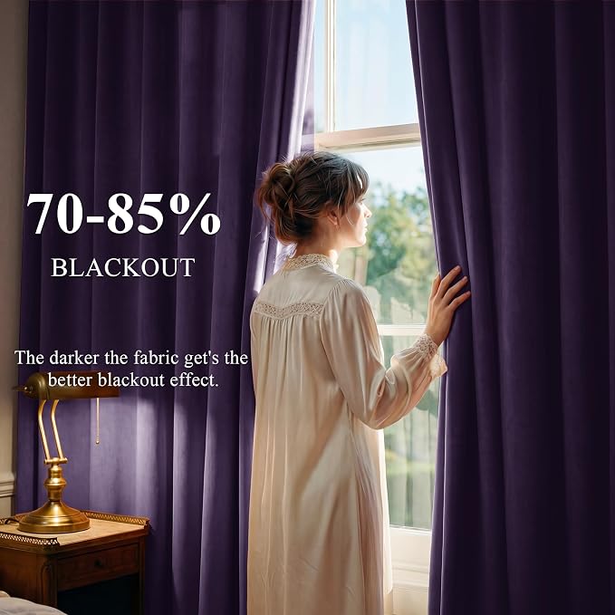 Purple Orchid Velvet Curtains Back Tab, W52 x L96 inches, 2 Panels | Room - Image 3
