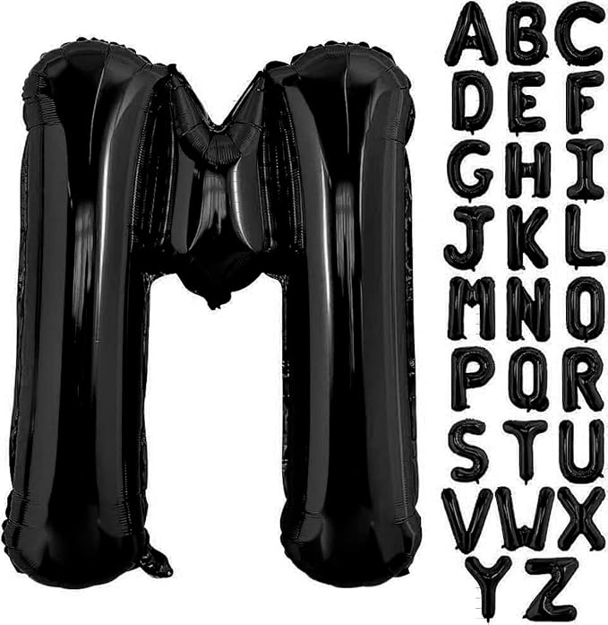Black Letter M Balloons, M Balloon 40 Inch M Balloon Letter by BBPOOL