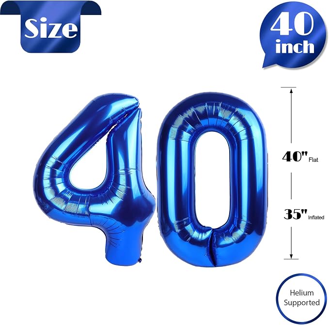 Navy Blue Number 40 Balloon 40 Inch - Image 5