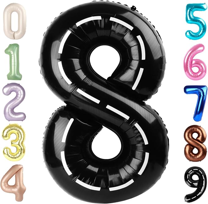 Number 8 Balloons 40 Inch for 8 18 Birthday Party Decorations, Line Black | by Mluchee