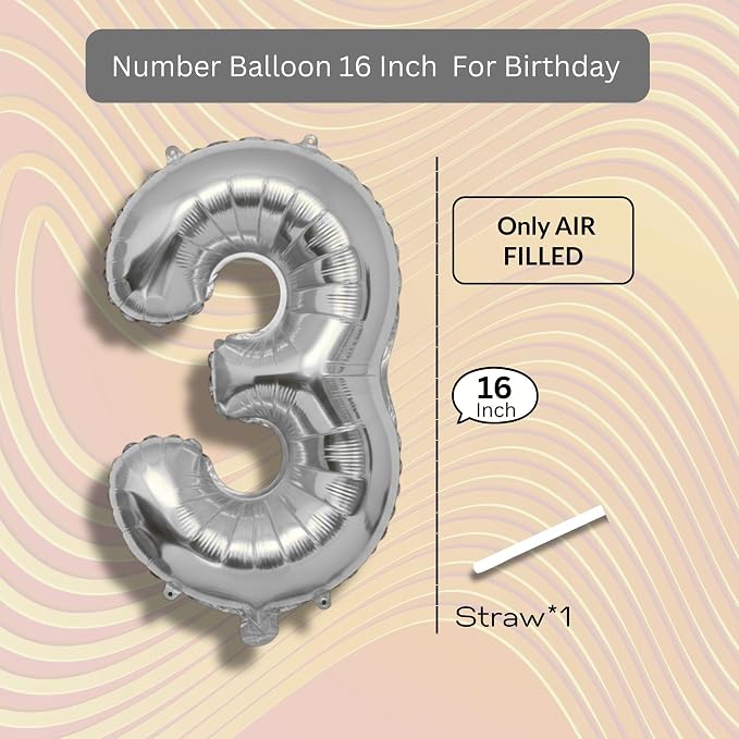Rose Gold Number Balloon 3 Mylar Foil Macaron Balloons 16 inch - Image 8