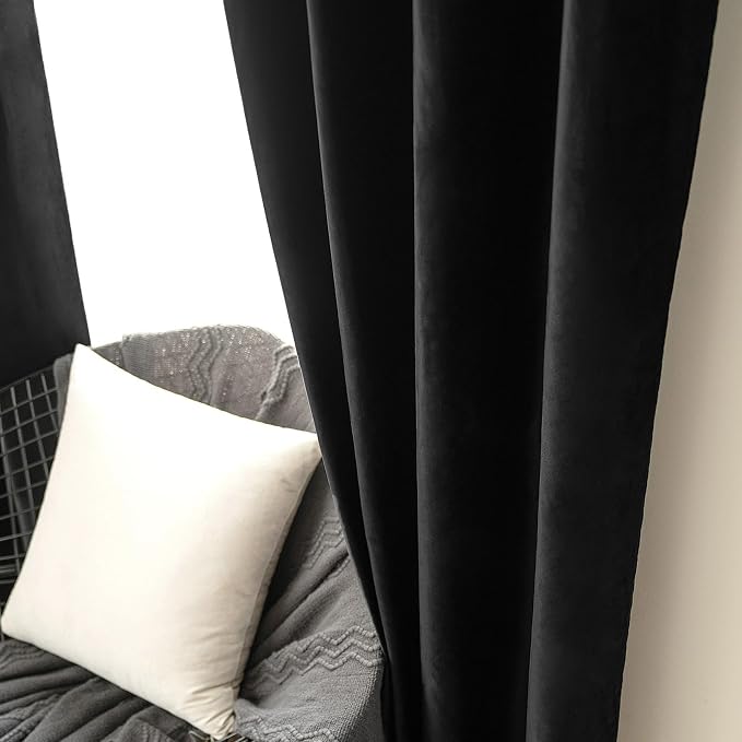 MIULEE Velvet Curtains Halloween Black 52 x 63 Inch Length Set of 2 | Grommet - Image 6
