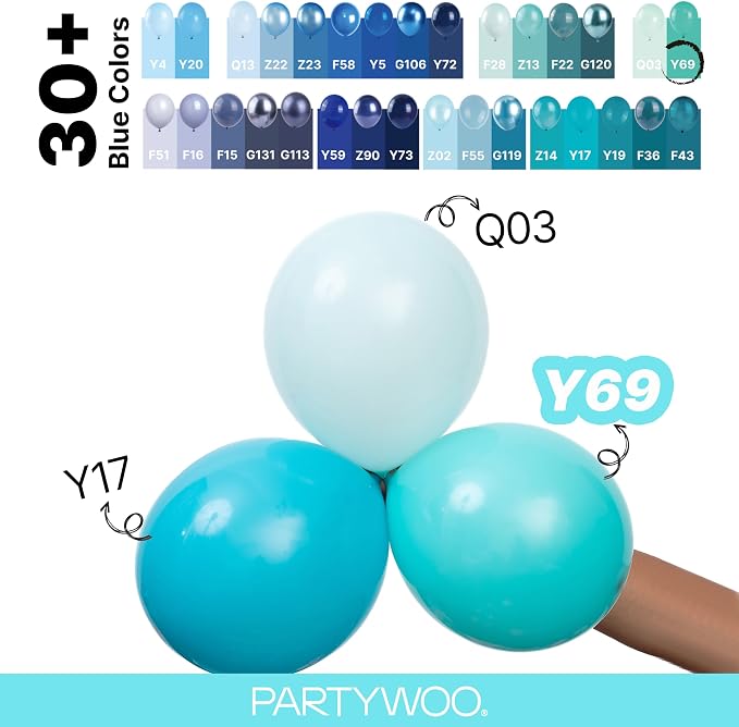 PartyWoo Teal Balloons 100pcs Different Sizes Pack of 18 12 10 5 Inch Turquoise - Image 4