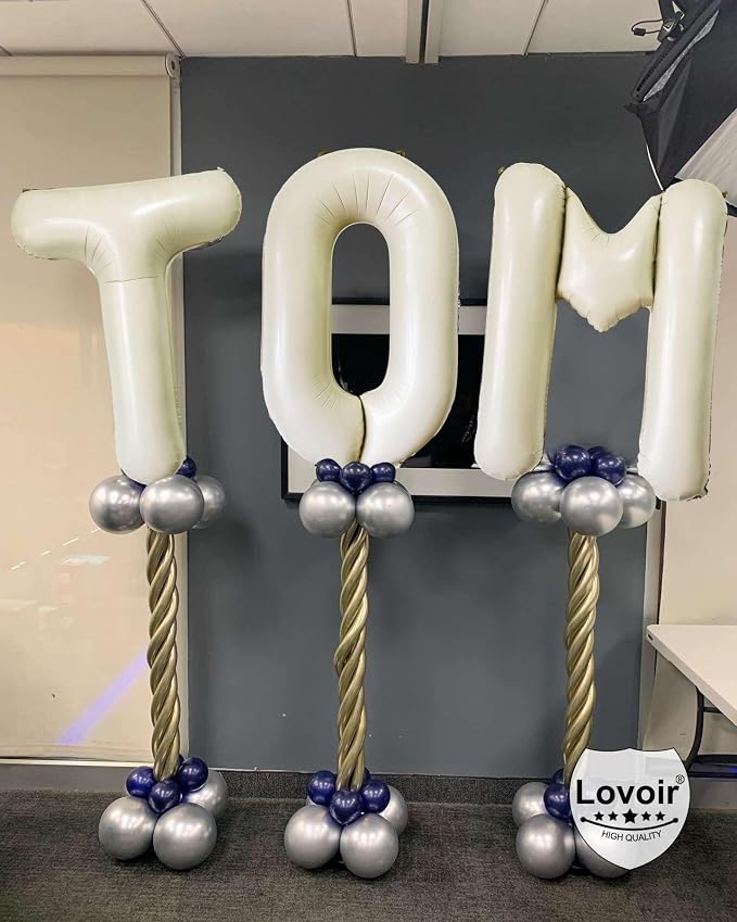 Lovoir 40 Inch Cream White Letter E Balloons, Unisex Adults, Wedding & Birthday - Image 3
