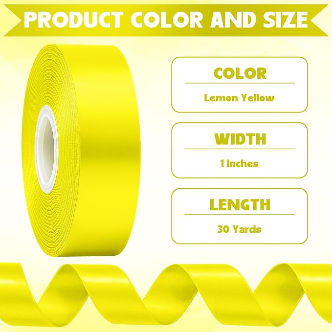 1In 30Yards Lemon Yellow Satin Ribbon - Image 2