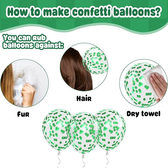 Paready Dinosaur Balloons Set, 12 Inch Helium Fruit Green Orange Blue Confetti - Image 8
